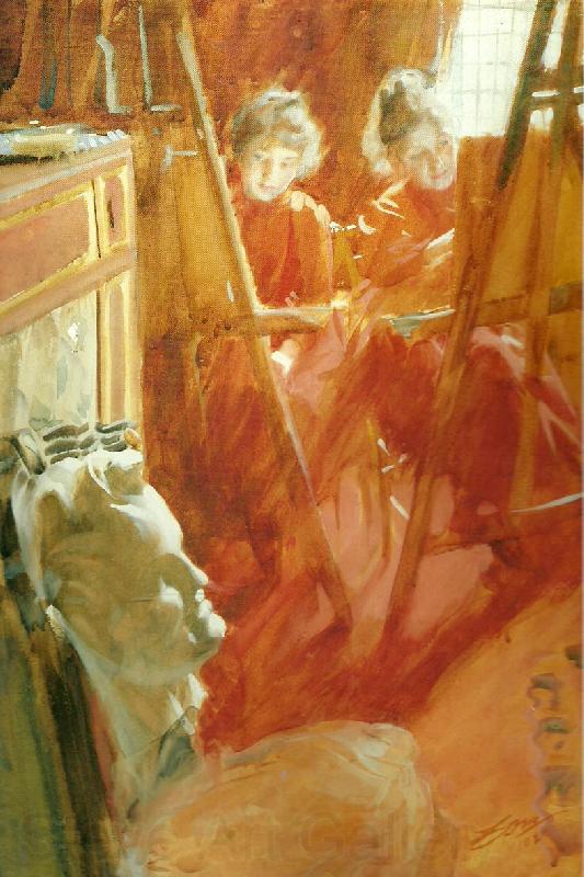 Anders Zorn les demoiselles schwartz Norge oil painting art